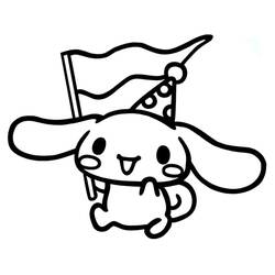 Coloriage Cinnamoroll tenant un drapeau Coloriage Cinnamoroll tenant un drapeau