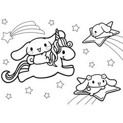 Coloriage Cinnamoroll chevauchant une licorne parmi les étoiles Coloriage Cinnamoroll chevauchant une licorne parmi les étoiles