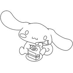 Coloriage Cinnamoroll mange une part de gâteau Coloriage Cinnamoroll mange une part de gâteau