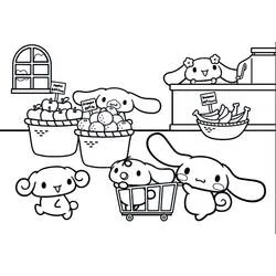 Coloriage Cinnamoroll fait ses courses au marché Coloriage Cinnamoroll fait ses courses au marché