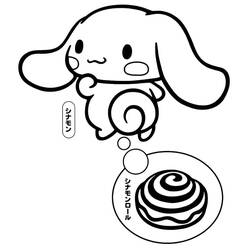 Coloriage Cinnamoroll rêvant d'un roulé à la cannelle Coloriage Cinnamoroll rêvant d'un roulé à la cannelle