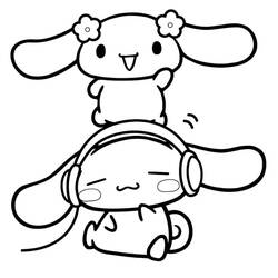 Coloriage Cinnamoroll et son ami avec un casque audio Coloriage Cinnamoroll et son ami avec un casque audio