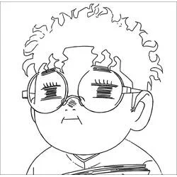 Coloriage Ken Takakura aux cheveux bouclés et lunettes rondes