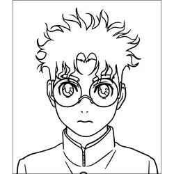 Coloriage Dandadan garçon aux lunettes rondes en portrait