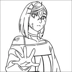 Coloriage Momo Ayase levant la main