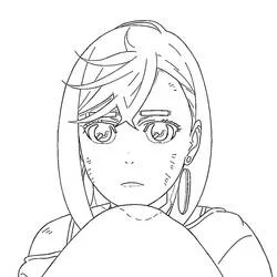 Coloriage Momo Ayase avec une expression inquiète