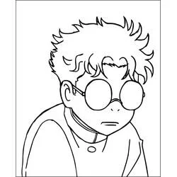 Coloriage Okarun avec ses lunettes rondes
