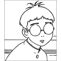 Coloriage Okarun portrait avec lunettes rondes