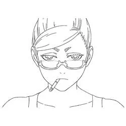 Coloriage Seiko Ayase en portrait rapproché avec cigarette