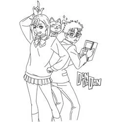 Coloriage Momo Ayase et Okarun en pose dynamique