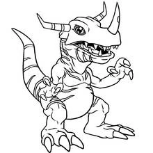 Coloriage Greymon debout prêt à attaquer