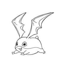 Coloriage Patamon Digimon aux grandes ailes de chauve-souris