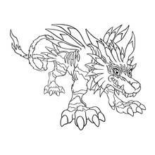Coloriage Digimon créature bestiale postée à quatre pattes