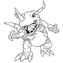 Coloriage Greymon rugissant griffes levées