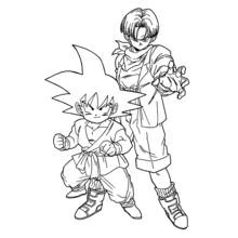 Coloriage Goku et Trunks debout ensemble
