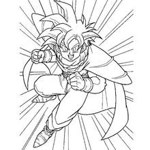 Coloriage Sangohan en pleine posture de combat