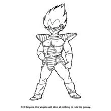Coloriage Vegeta debout en armure Saiyan