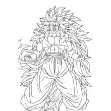 Coloriage Guerrier Super Saiyan à la coiffure hérissée immense