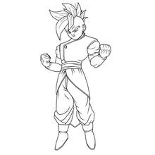 Coloriage Guerrier Dragon Ball Z en position de combat