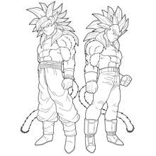Coloriage Goku et Vegeta en Super Saiyan 4