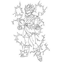 Coloriage Sangohan entouré d'éclairs d'énergie