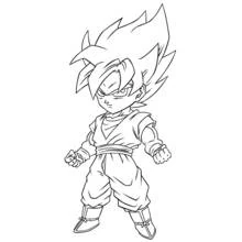 Coloriage Goku debout en pose Super Saiyan