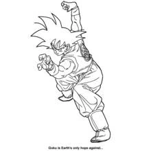 Coloriage Goku en position de combat