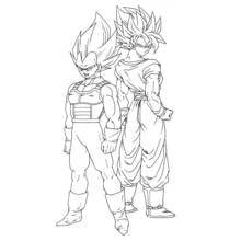 Coloriage Sangoku et Vegeta debout côte à côte