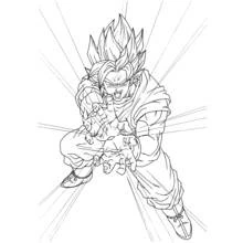 Coloriage Goku lançant une attaque énergétique Kamehameha