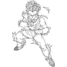 Coloriage Gotenks en position de combat