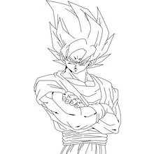 Coloriage Sangoku super saiyen 2 bras croisés