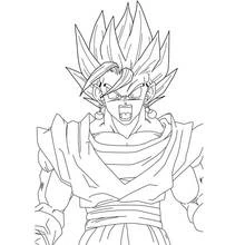 Coloriage Vegito hurlant en Super Saiyan