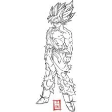 Coloriage Goku debout en Super Saiyan