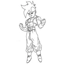 Coloriage Dragon Ball Z guerrier en position de combat