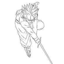 Coloriage Trunks brandissant son épée prêt au combat