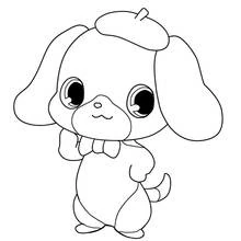 Coloriage Jewelpet chien avec béret et nœud papillon