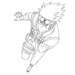 Coloriage Kakashi en position d'attaque