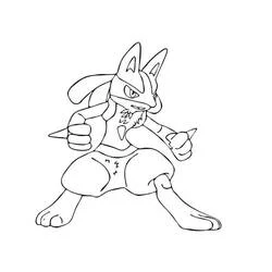 Coloriage Lucario en position de combat