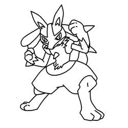 Coloriage Lucario en position de combat