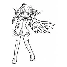 Coloriage Fille manga aux ailes d'ange
