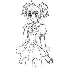 Coloriage Fille manga aux couettes et robe à nœud