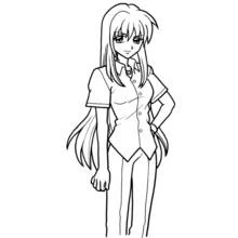 Coloriage Fille manga à la longue queue de cheval