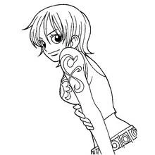 Coloriage Nami de One Piece appuyée sur son bras