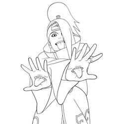 Coloriage Deidara montrant ses bouches sur les paumes Coloriage Deidara montrant ses bouches sur les paumes