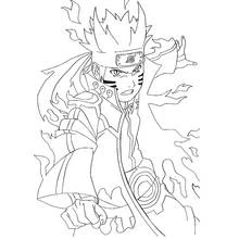 Coloriage Naruto en mode chakra à neuf queues Coloriage Naruto en mode chakra à neuf queues