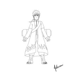 Coloriage Naruto debout dans son manteau à flammes Coloriage Naruto debout dans son manteau à flammes