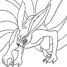 Coloriage Le démon renard à neuf queues accroupi Coloriage Le démon renard à neuf queues accroupi