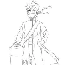 Coloriage Naruto debout avec la main sur un parchemin Coloriage Naruto debout avec la main sur un parchemin