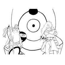 Coloriage Tobi et Madara devant l'œil en spirale Coloriage Tobi et Madara devant l'œil en spirale