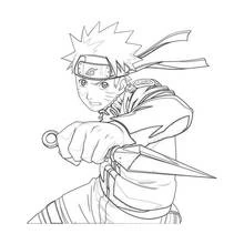 Coloriage Naruto tenant un kunai en position de combat Coloriage Naruto tenant un kunai en position de combat